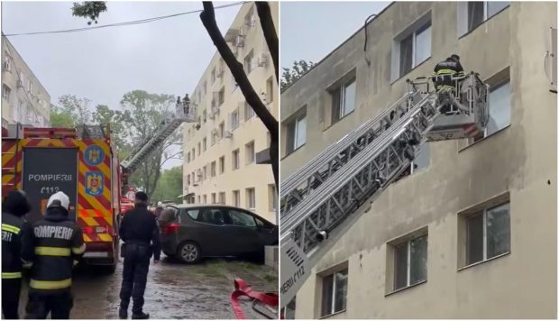 Zeci de oameni din Ploiești au ieșit în fața blocului după ce au văzut flăcări ieșind dintr-un apartament. Doi copii au făcut atac de panică