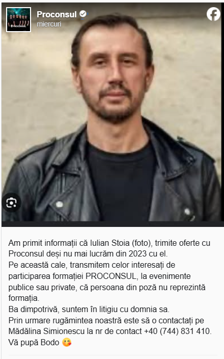 Bodo îl acuză de fraudă pe fostul impresar al trupei Proconsul. Ce a pățit artistul. „Suntem în litigiu cu domnia sa”