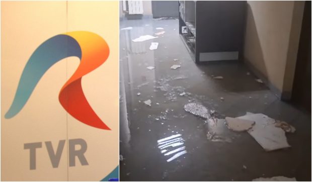 Sediul TVR a fost inundat. Ploile din București au lăsat urme: Bucăți de tavan au căzut în redacția știrilor