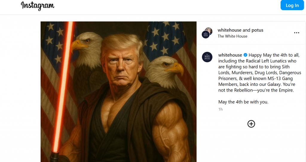 După imaginea cu el ca „papă”, Donald Trump s-a postat ca un personaj din Star Wars. Detaliul care i-a scăpat și a stârnit controverse