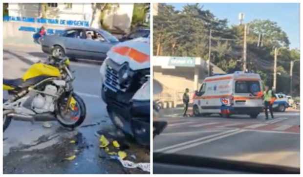 Un motociclist băut a intrat din plin într-o ambulanță, la Suceava. Bărbatul e polițist iar colegii săi au deschis o anchetă