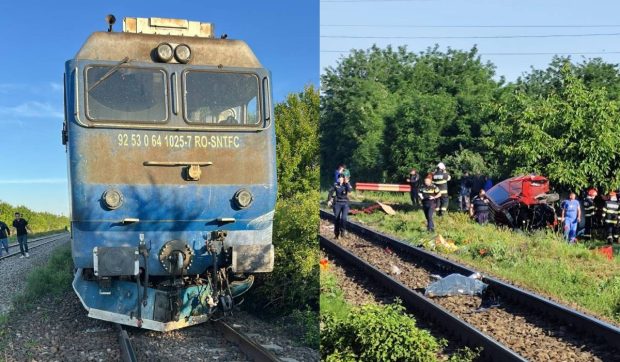 O mașină a fost spulberată de un tren, între Găești și Mătăsaru: o persoană a murit și alte două au fost rănite
