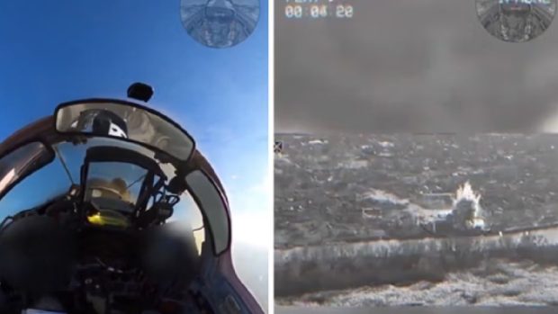 Bombardament asupra pozițiilor ruse în Ucraina, imagini rare din cabina unui MiG-29 | VIDEO