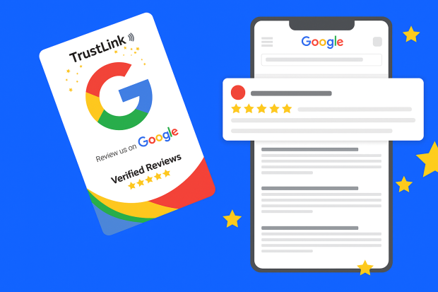 TrustLink ajută afacerile să obțină recenzii Google de 5 stele, cu un card la îndemâna clientului