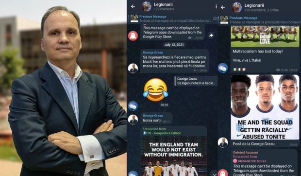 Șeful SOS Dâmbovița, membru într-un „cuib” de legionari pe Telegram. A distribuit mesaje rasiste la adresa jucătorilor naționalei Angliei