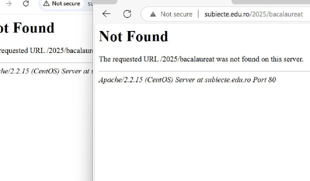 Eroare 404 pe site-ul Subiecte.edu.ro la publicarea baremelor de Bac 2025