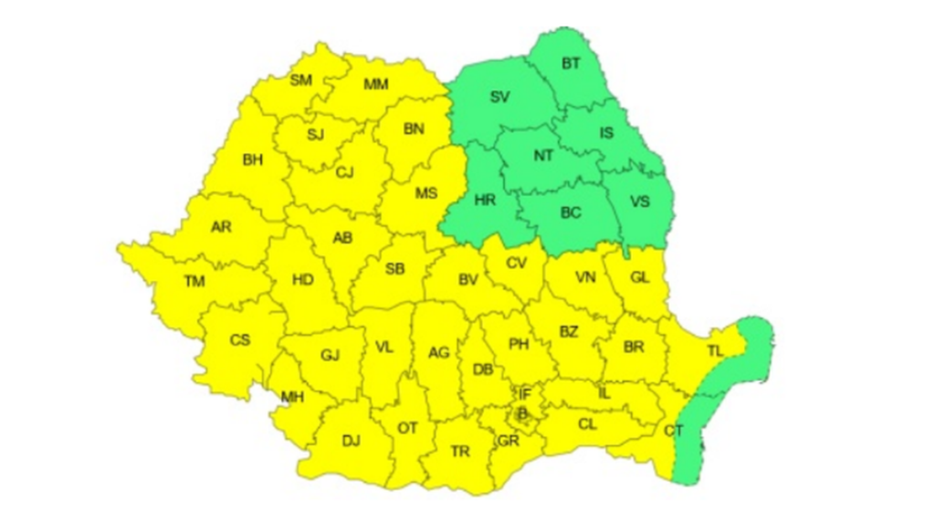 Cod galben de caniculă în aproape toată țara, până joi. Harta zonelor vizate de avertizarea meteo extremă