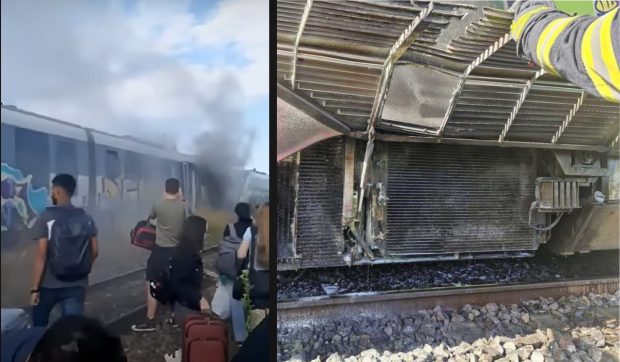 Incendiu într-un tren „Săgeata albastră” cu 90 de oameni la bord, care mergea pe direcția Pitești – București