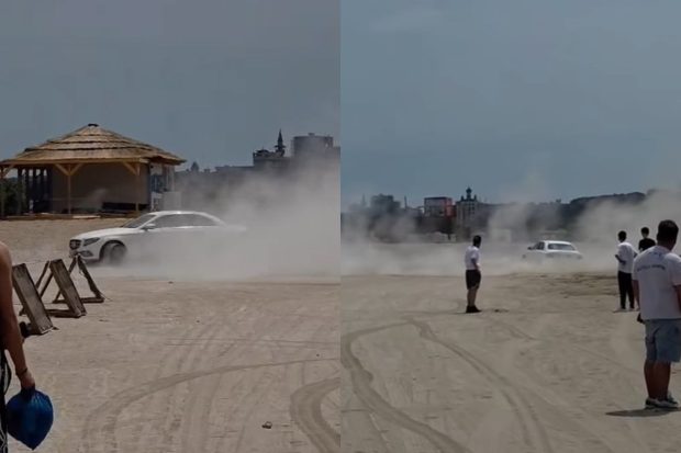 Ce amendă a primit un bărbat care făcea drifturi pe plajă la Constanța