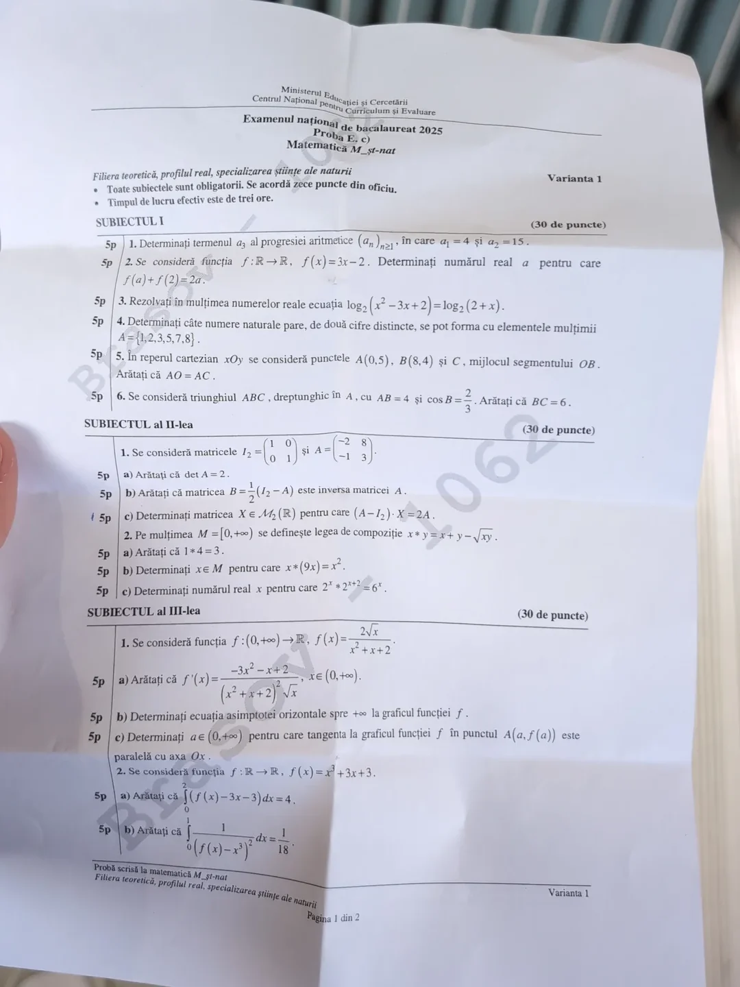 Subiecte BAC matematică 2025. Ce le-a picat elevilor la proba obligatorie a profilului la Bacalaureat