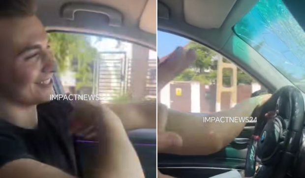 Un tânăr de la Școala de Poliție a fost filmat la volan, cu parbrizul distrus, cântând manele după ce ar fi lovit un pieton | VIDEO