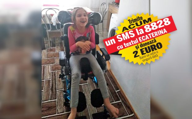 Ecaterina are nevoie de 13.500 de euro pentru a face transplant cu celule stem, la o clinică din Austria. Fata de 12 ani suferă de paralizie cerebrală