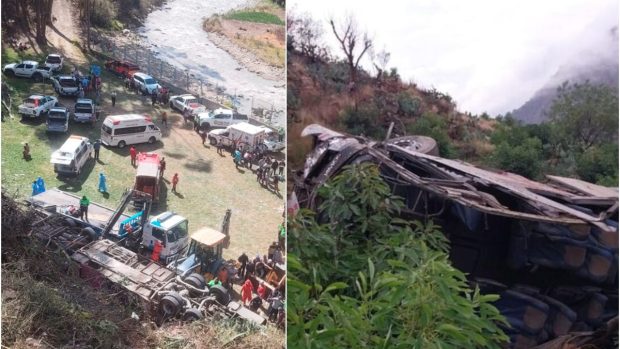 Un autobuz s-a rupt în două, după ce s-a prăvălit într-o râpă, de pe o șosea din Peru: cel puțin 18 morți și zeci de răniți