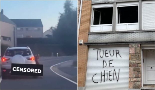 Mulțime furioasă incendiază casa unui bărbat care și-a chinuit câinele, trăgându-l cu mașina mai mulți kilometri I VIDEO