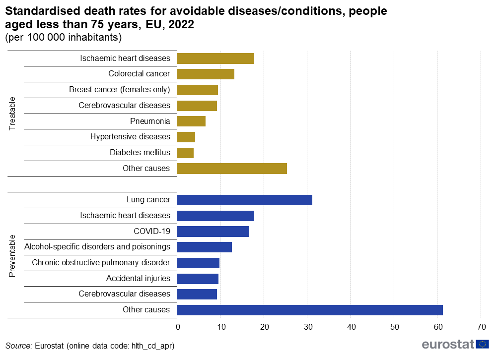 România, pe primul loc în Uniunea Europeană la rata deceselor din cauze ce pot fi tratate. Ce afecțiuni sunt cele mai mortale în țara noastră