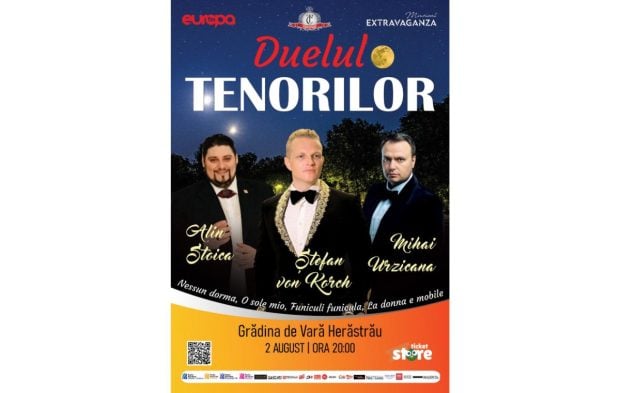 Duelul Tenorilor – ediţie de vară în aer liber cu Ştefan von Korch, Alin Stoica şi Mihai Urzicana pe 2 august la Grădina de Vară Herăstrău