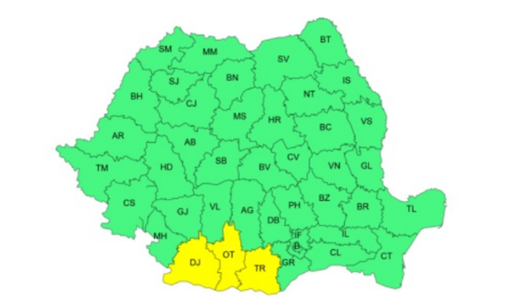 Avertizare meteo de cod galben de caniculă. Harta cu județele afectate de vremea extremă