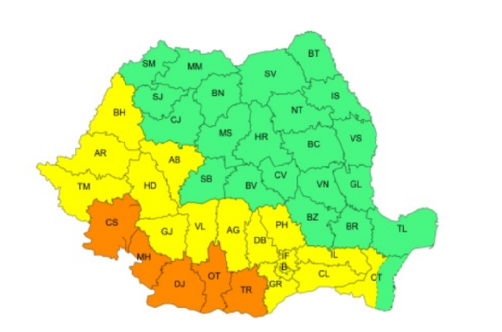 Cod portocaliu și galben de caniculă în jumătate din țară. Județele afectate de avertizarea meteo extremă
