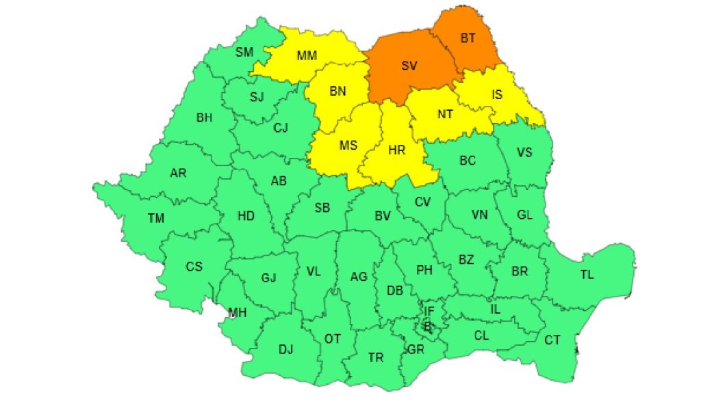 harta cod galben portocaliu ploi anm 18 iulie 2025