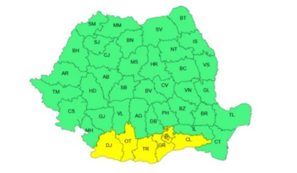 harta judete cod galben canicula
