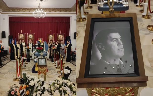 Cum au apărut soția și băiatul lui Mihai Leu la priveghi. Îmbrăcați în negru, aceștia au asistat la slujba oficiată de zece preoți