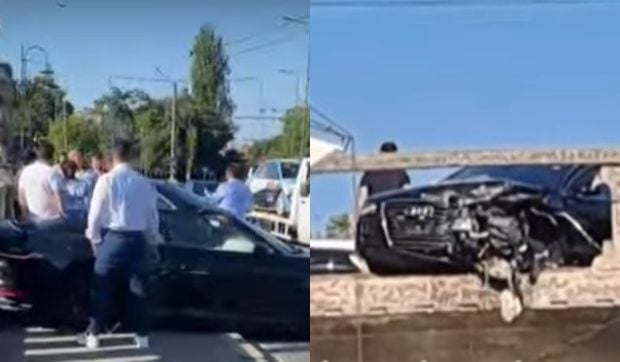 A rupt balustrada podului de lângă Catedrala din Timișoara și era să cadă în Bega. Șoferul a fost lovit intenționat de un altul | VIDEO