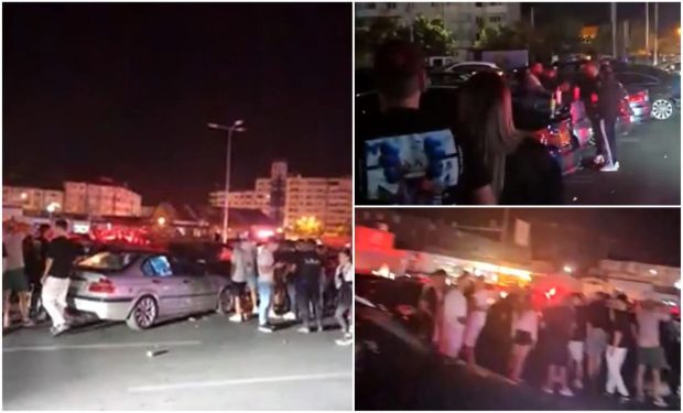 Bătaie generală într-o parcare din Focșani, după ce o șoferiță care făcea drifturi a lovit mai multe mașini parcate | VIDEO