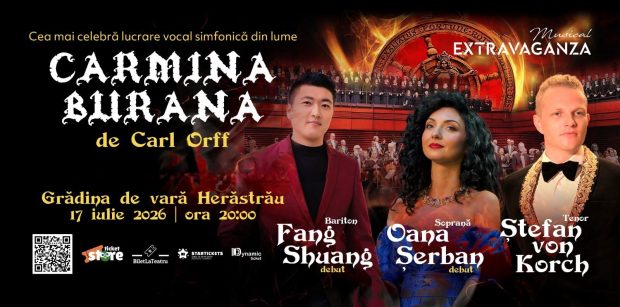CARMINA BURANA – cu tenorul Ştefan von Korch în linia solistică – în premieră în aer liber în Bucureşti, pe 17 iulie 2026 la Grădina de Vară Herăstrău