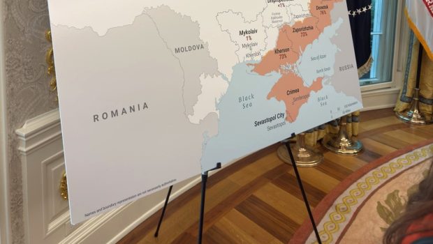 Harta cu România, Ucraina, Republica Moldova și Rusia, la negocierile Trump-Zelenski de la Casa Albă