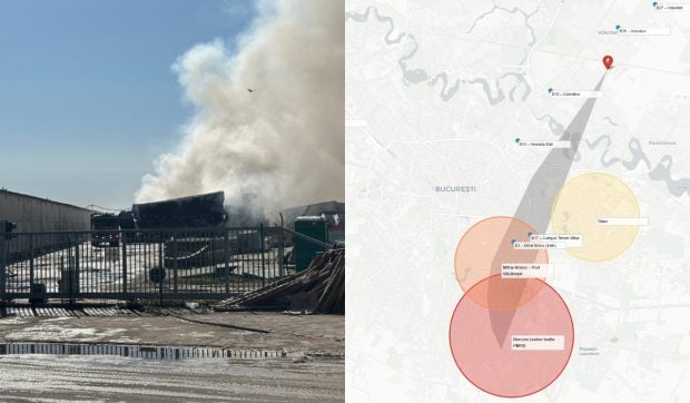 Cele mai afectate zone de aerul toxic din București. Cum s-a deplasat norul de fum de la Dragonul Roșu