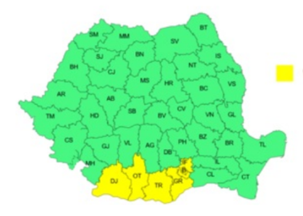 Caniculă, furtuni, ploi torențiale și grindină. Harta județelor aflate sub avertizări meteo ANM de vreme extremă