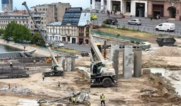 Planșeul vechi și degradat din Unirii va fi desfăcut bucată cu bucată. Piloții forați din zona „Hanul lui Manuc” din București sunt aproape gata
