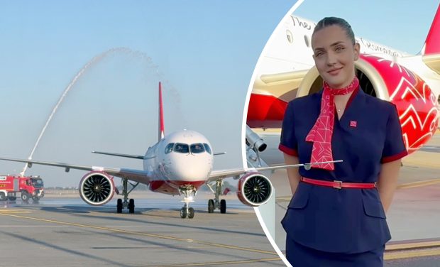Meniu de lux în cel mai nou Airbus al unei companii românești! Libertatea a urcat la bordul noului avion de peste 100 de milioane de euro