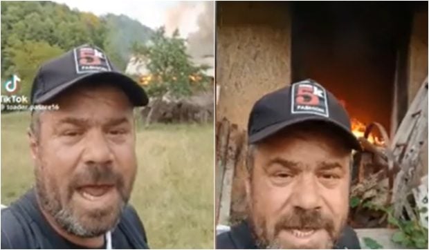 Un bărbat din Maramureș s-a filmat când îi incendia curtea vecinului său, după care l-a amenințat că îl omoară: „Diseară urmezi tu!” | VIDEO