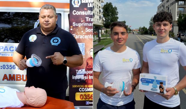 Pompa anti-sufocare vândută de doi tineri români. „Pur și simplu trageți în sus pentru a îndepărta blocajul din gâtul victimei”