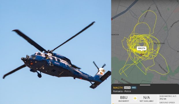 Un elicopter Blackhawk a dat târcoale ore întregi unor cartiere din București. Care este motivul