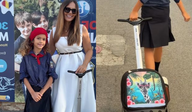 Imagine Stire Cât costă ghiozdanul cu care Petra, fiica lui Mădălin Ionescu și a Cristinei Șișcanu, a venit în prima zi de școală | 2review.ro