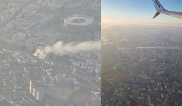 Fumul de la incendiul de la depozitul Antrefrig, din București, se vede și din avion, miercuri dimineață