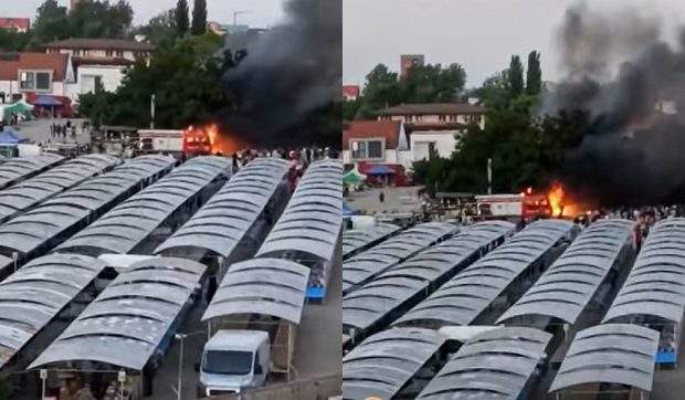 O tonetă de langoși din Timișoara a luat foc din cauza uleiului încins