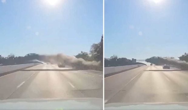 Momentul în care un bărbat de 70 de ani face mașina „să decoleze” pe autostradă, zburând efectiv peste șase benzi I VIDEO