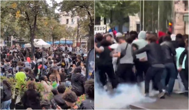 O tombolă cu pui prăjit gratuit s-a încheiat cu o bătaie între 3.000 de oameni, în Paris | VIDEO