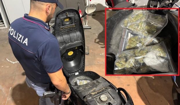 Un român din Italia își ținea scuterul plin cu marijuana chiar în fața sediului de poliție. Ce a urmat