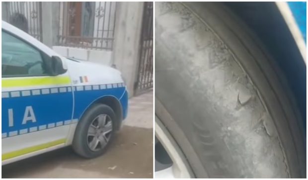 Polițiștii din Galaţi au cerut de mai multe ori înlocuirea cauciucurilor uzate. Până la urmă, TikTokul le-a rezolvat problema