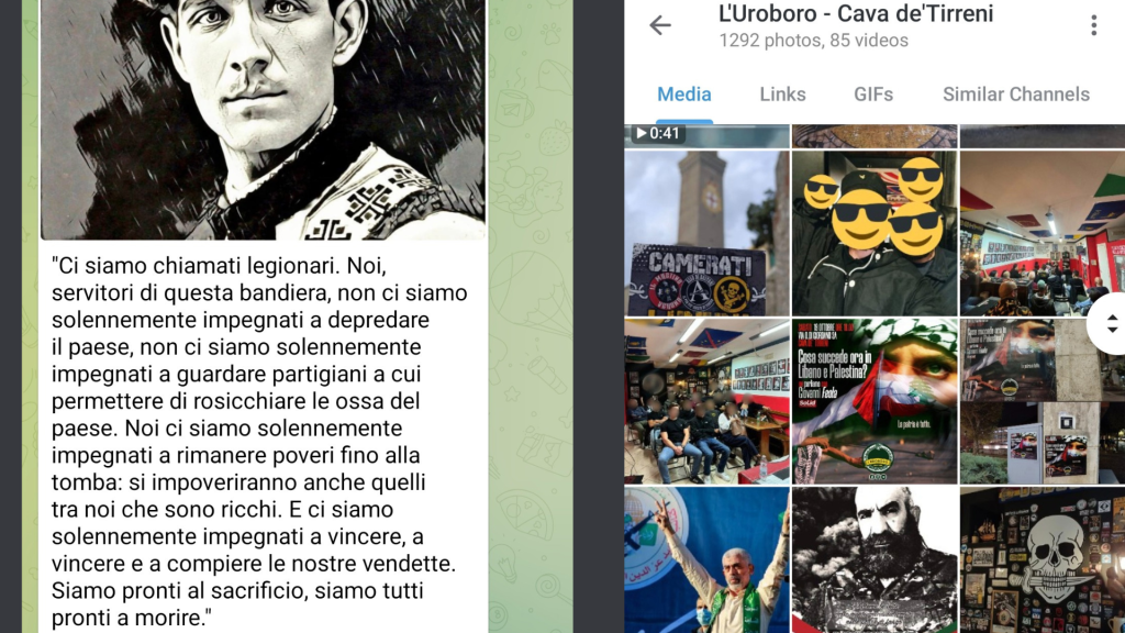 Colaj postare Codreanu și grupul LUroboro - Cava deTirreni