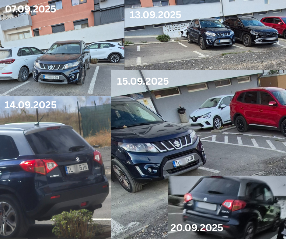 colaj cu fotografiile realizate cu mașina primarului în afara programului de lucru