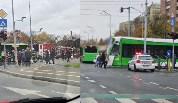 Tramvaiul 41 a intrat într-un autobuz 168, care se deplasa spre Valea Ialomiţei. Mai multe persoane sunt rănite