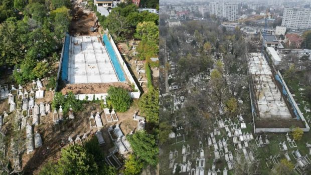 „Apartamente cu vedere la viața de apoi”: val de glume după ce bucureștenii au văzut că un bloc de 11 etaje se construiește în cimitirul Bellu