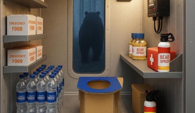 O firmă din Japonia a lansat containerul pentru urși. Refugiul în care oamenii se pot adăposti în timpul unui atac are curent și toaletă