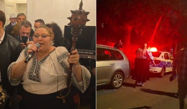 Diana Șoșoacă a dat petrecere cu mici, artificii și muzică la maximum lângă Ambasada Ucrainei. Ce s-a întâmplat la sosirea polițiștilor