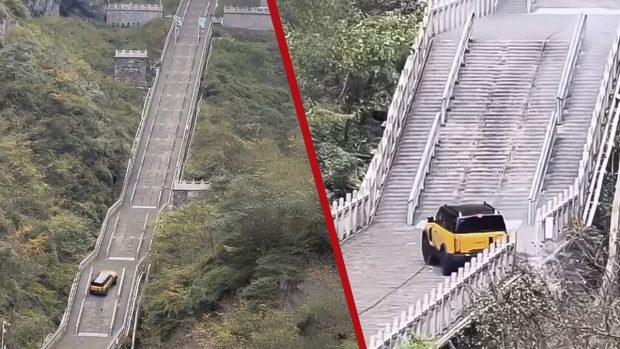 Eșec istoric al unui SUV chinezesc pe muntele Tianmen